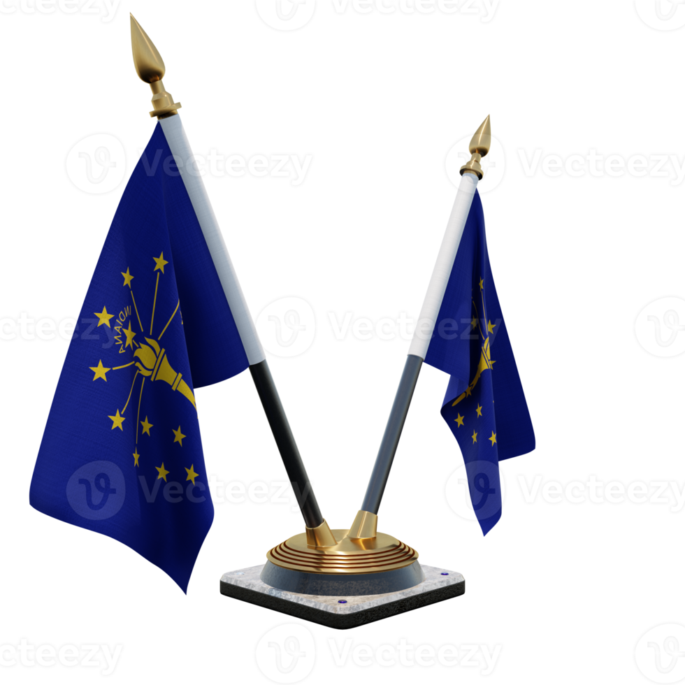 Indiana 3d illustration Double V Desk Flag Stand png