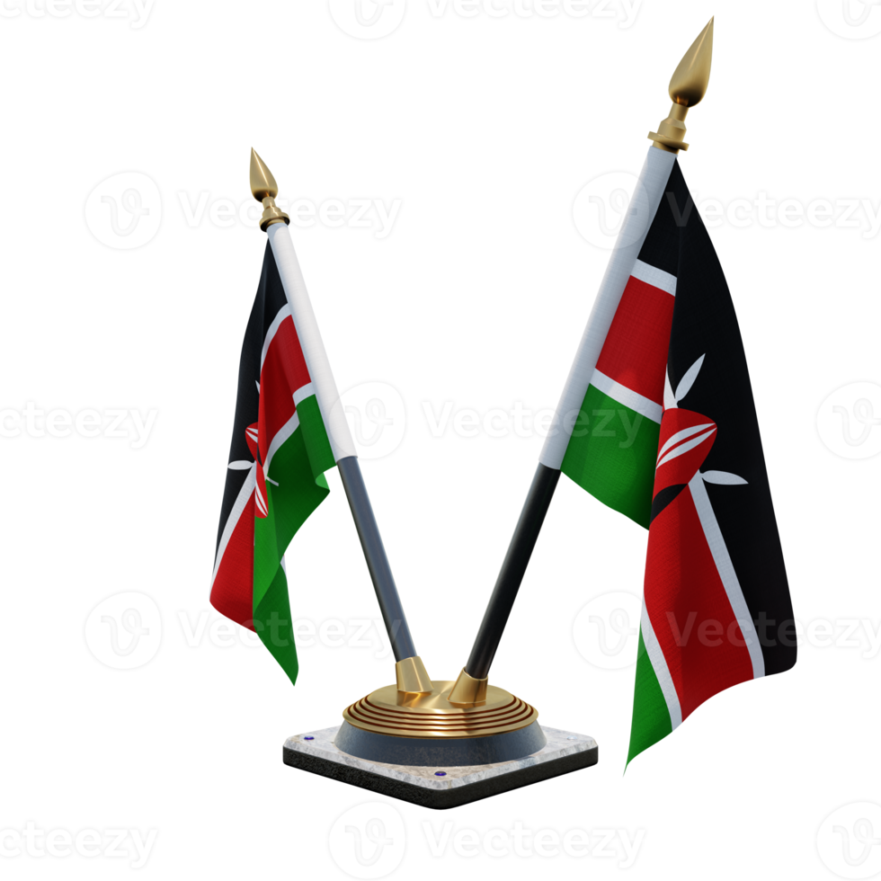 Kenya 3d illustration Double V Desk Flag Stand png