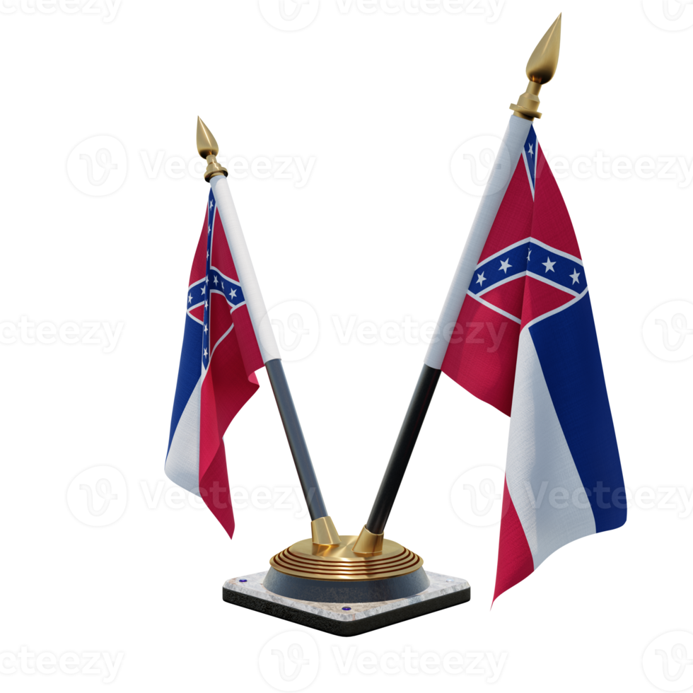 Mississippi 3d illustration Double V Desk Flag Stand png