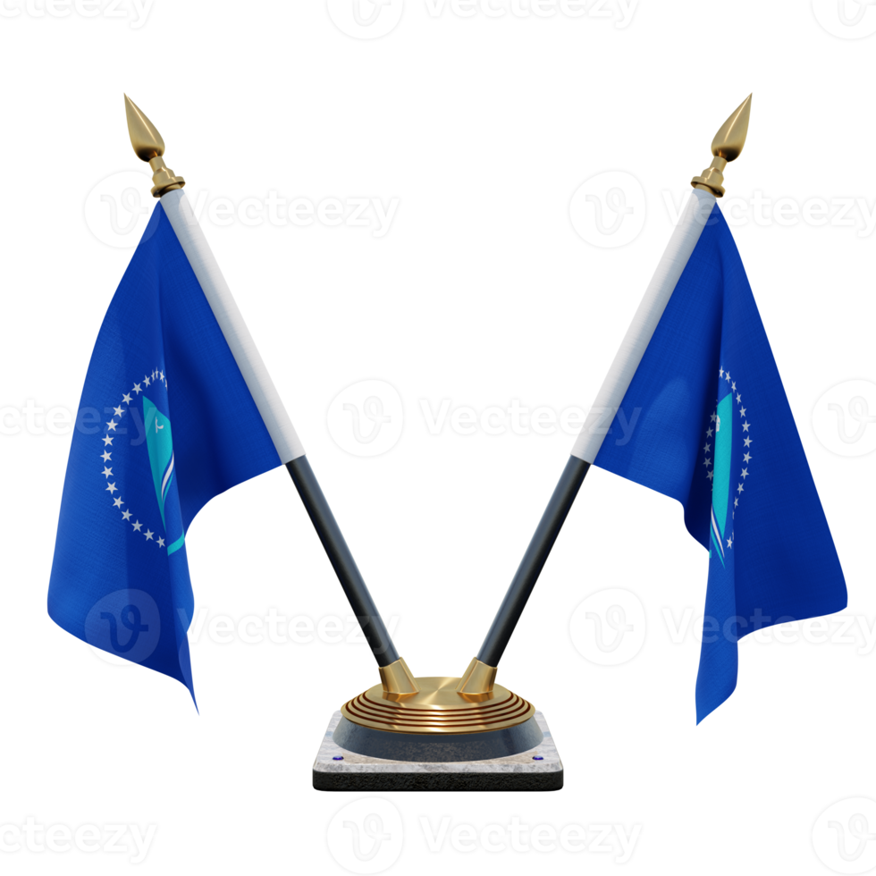 Pacific Community 3d illustration Double V Desk Flag Stand png