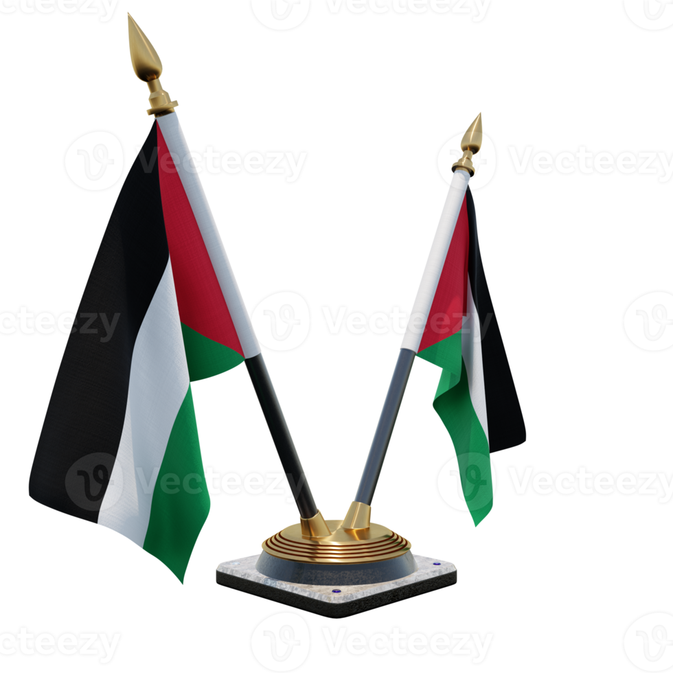Palestine 3d illustration Double V Desk Flag Stand png