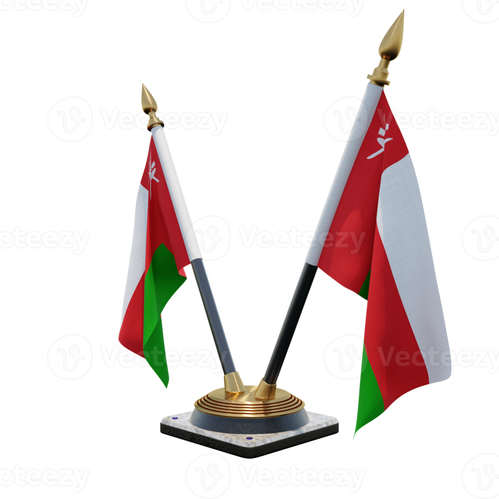 Oman 3d illustration Double V Desk Flag Stand png