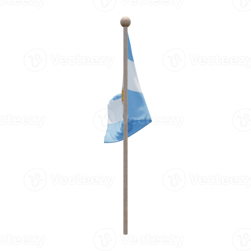 Argentina bandeira de ilustração 3d no poste. mastro de madeira png