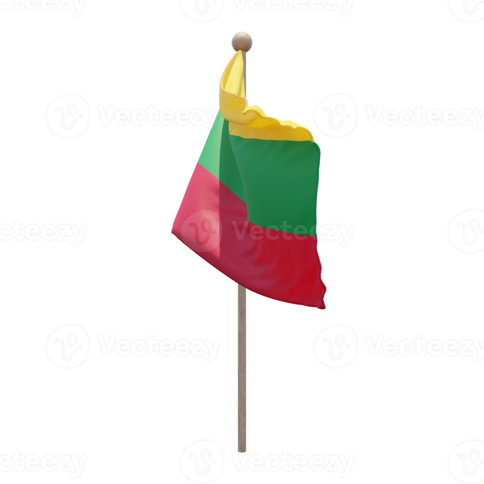 Aero 3d illustration flag on pole. Wood flagpole png