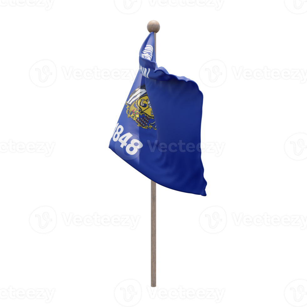 bandera de ilustración 3d de wisconsin en el poste. asta de bandera de madera png