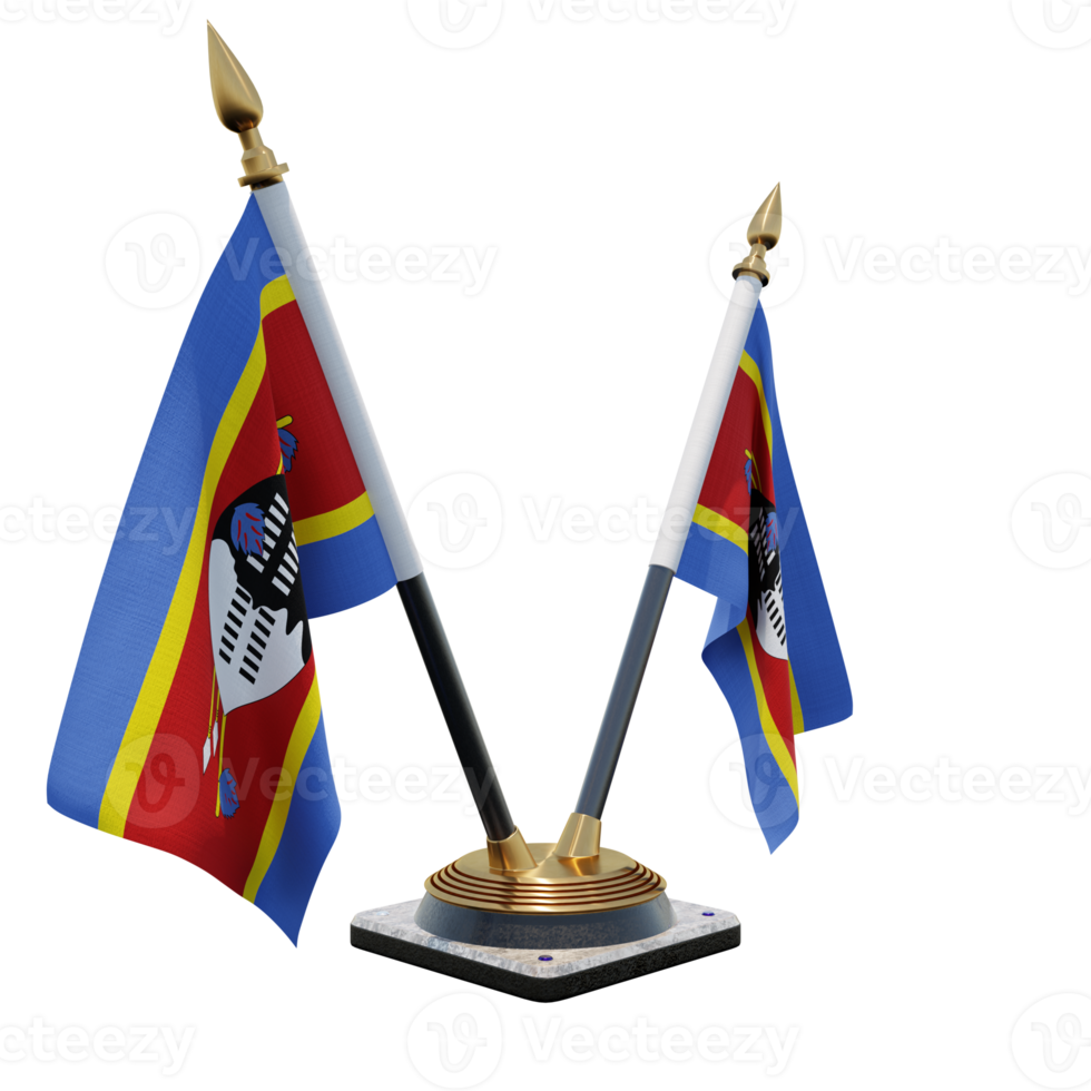 Eswatini 3d illustration Double V Desk Flag Stand png