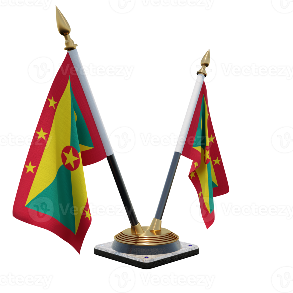 Grenada 3d illustration Double V Desk Flag Stand png