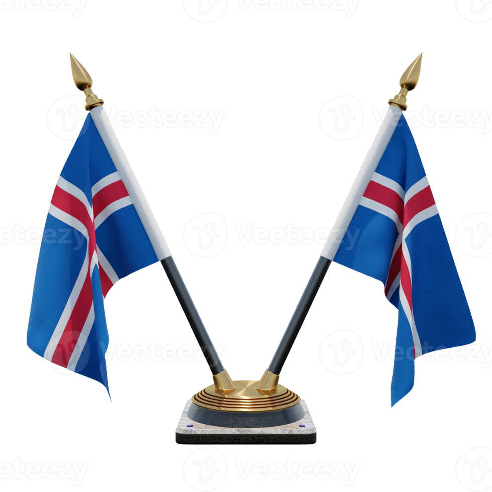 Iceland 3d illustration Double V Desk Flag Stand png