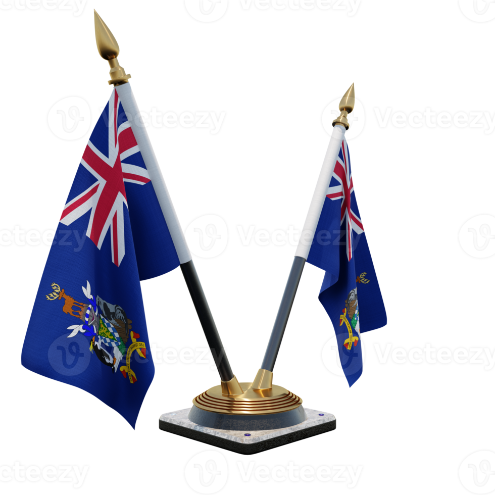 South Georgia and the South Sandwich Islands 3d illustration Double V Desk Flag Stand png