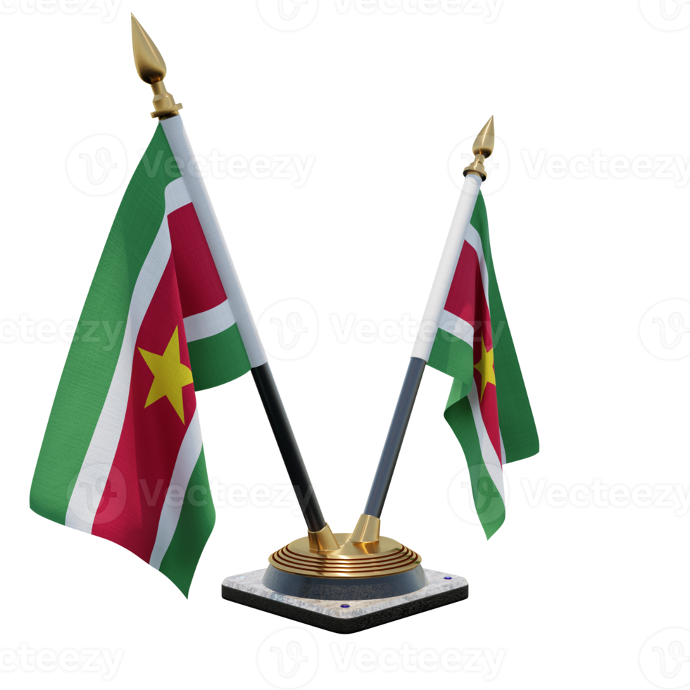 Suriname 3d illustration Double V Desk Flag Stand png