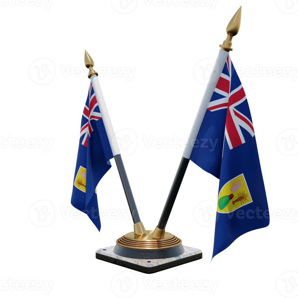 Turks and Caicos Islands 3d illustration Double V Desk Flag Stand png