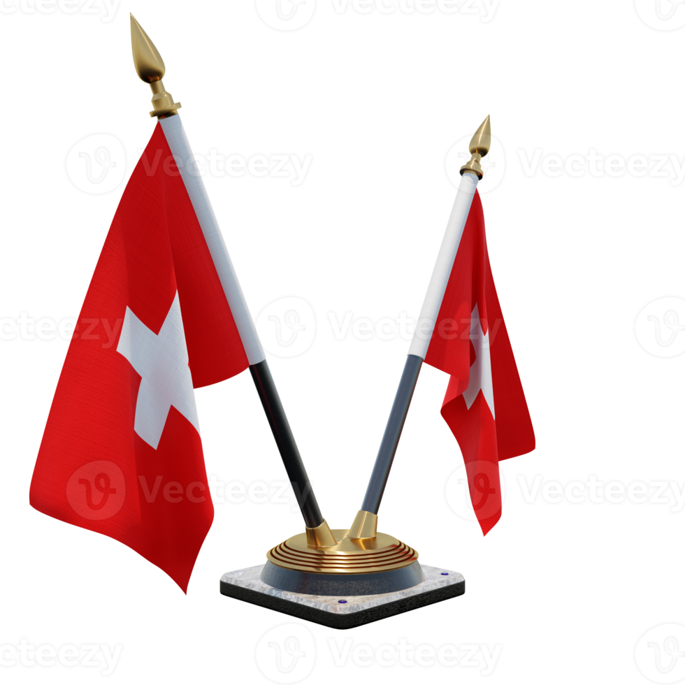 Switzerland 3d illustration Double V Desk Flag Stand png
