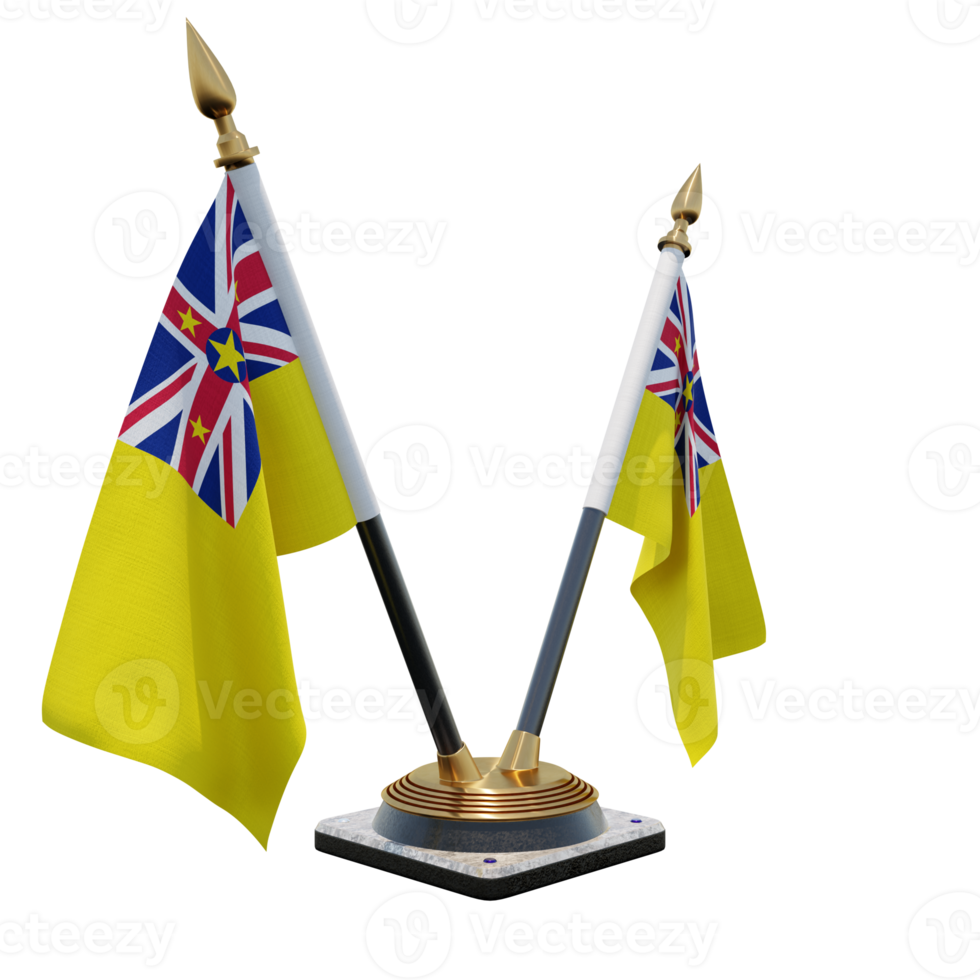 Niue 3d illustration Double V Desk Flag Stand png