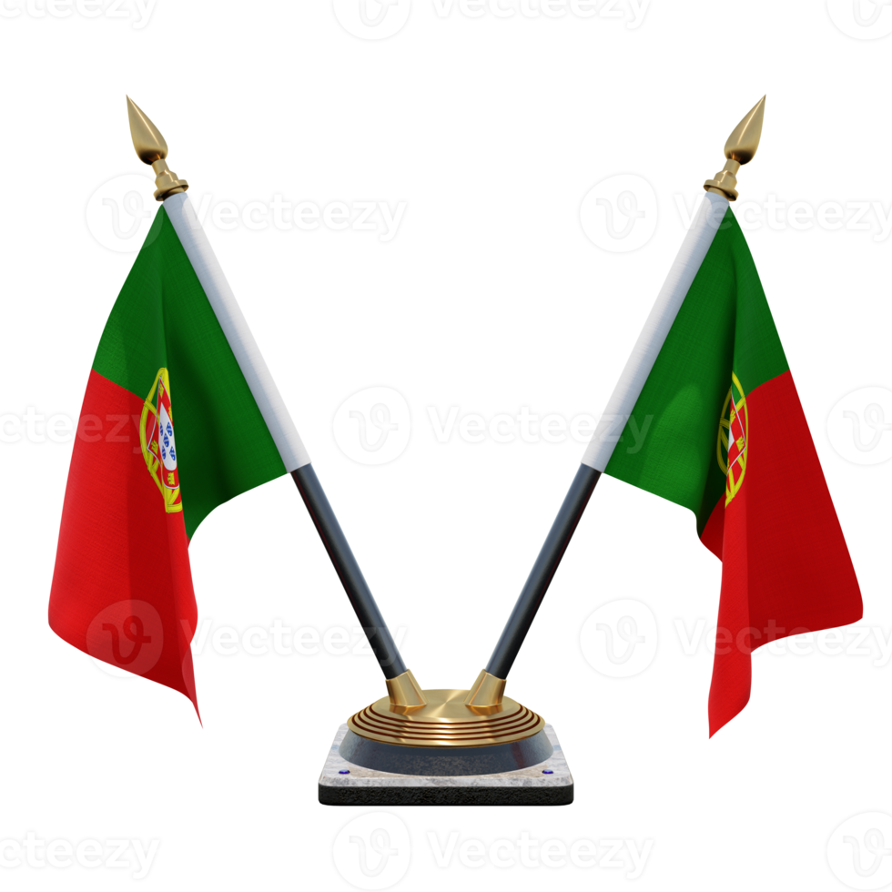 Portugal 3d illustration Double V Desk Flag Stand png