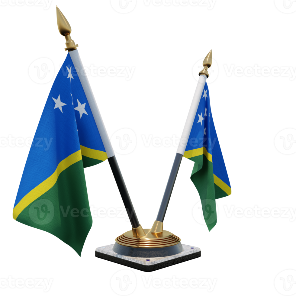 Solomon Islands 3d illustration Double V Desk Flag Stand png