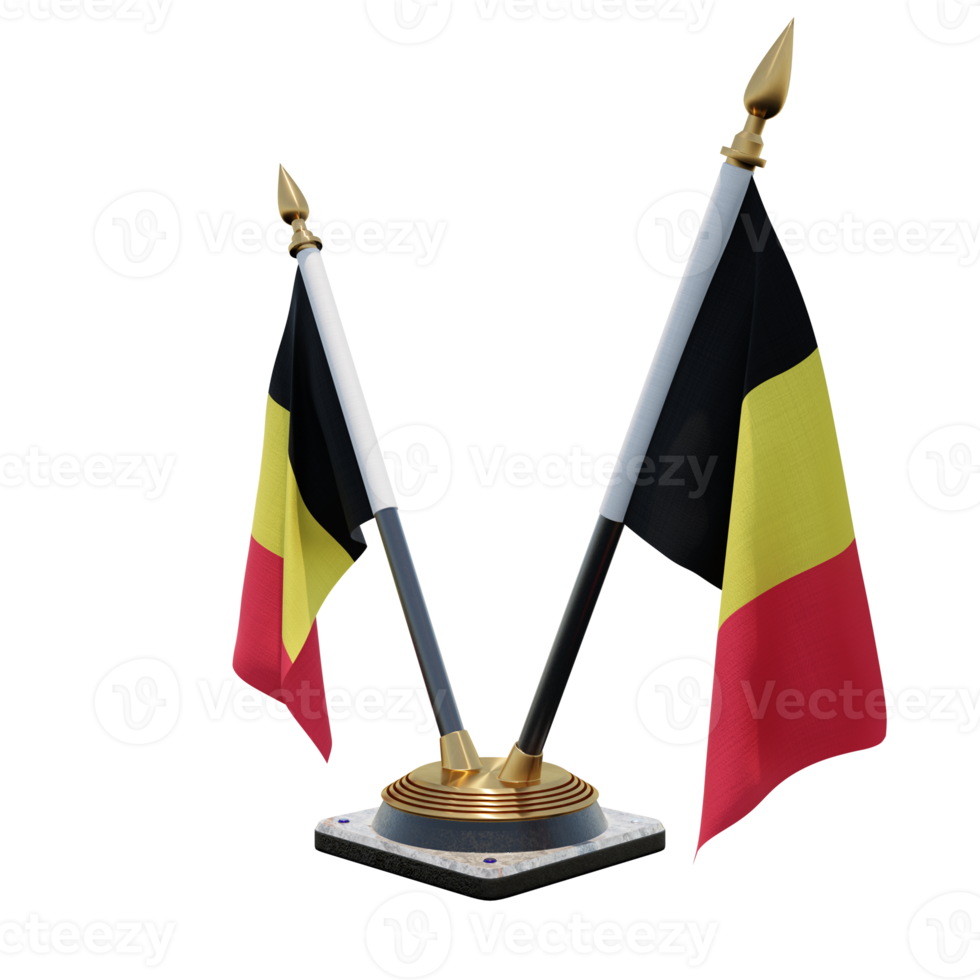 Belgium 3d illustration Double V Desk Flag Stand png