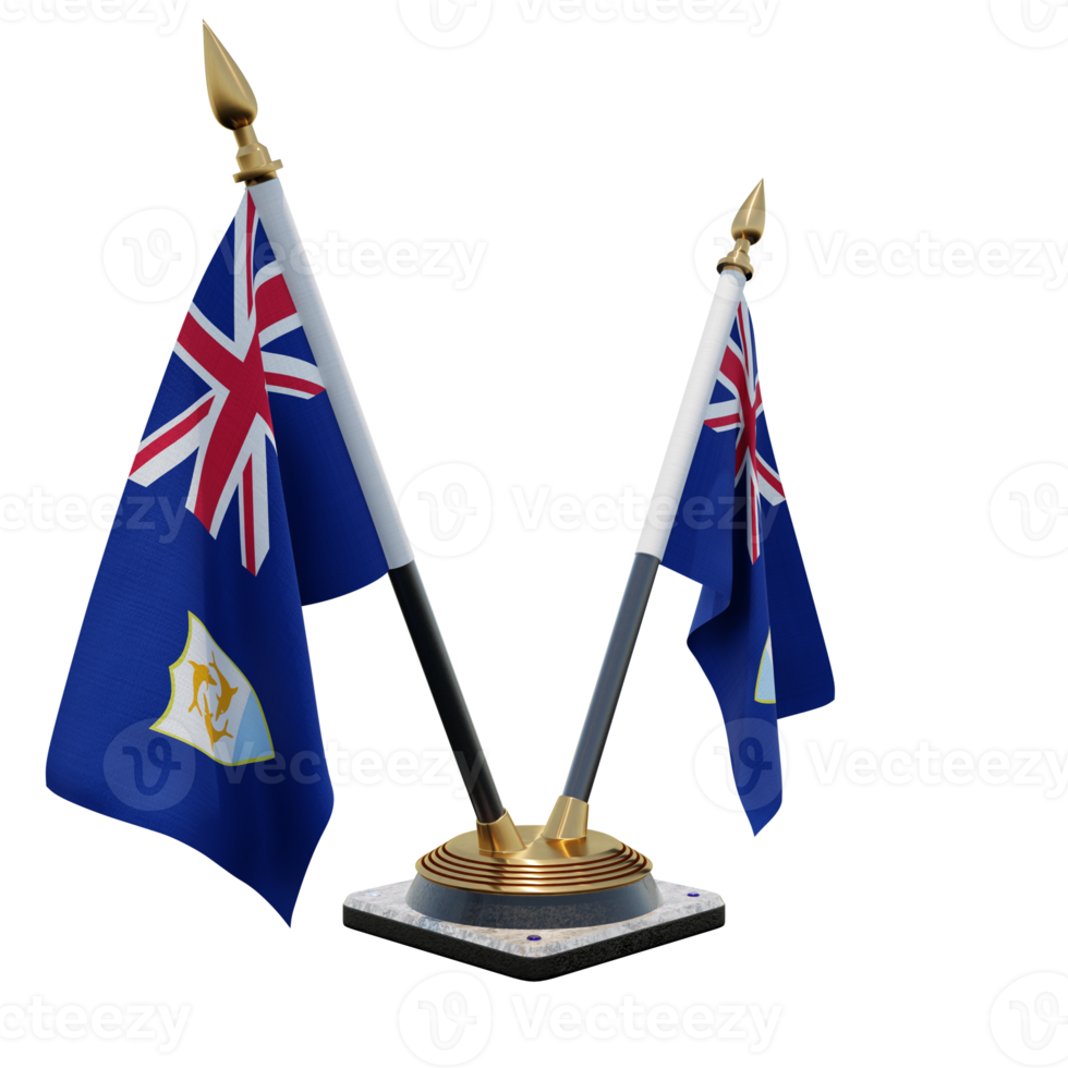 Anguilla 3d illustration Double V Desk Flag Stand png