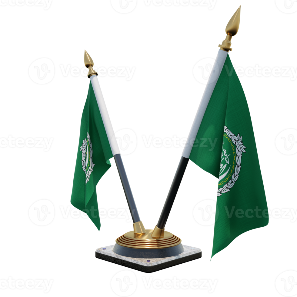 Arab League 3d illustration Double V Desk Flag Stand png