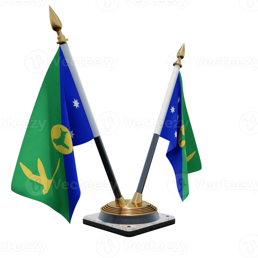 Christmas Island 3d illustration Double V Desk Flag Stand png
