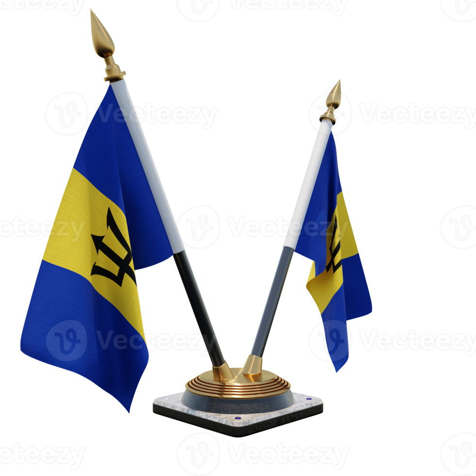 Barbados 3d illustration Double V Desk Flag Stand png