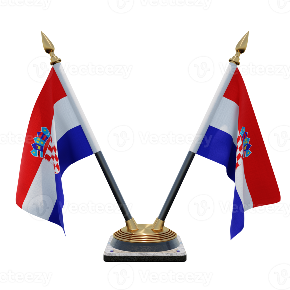 Kroatië 3d illustratie dubbele v bureau vlag staan png