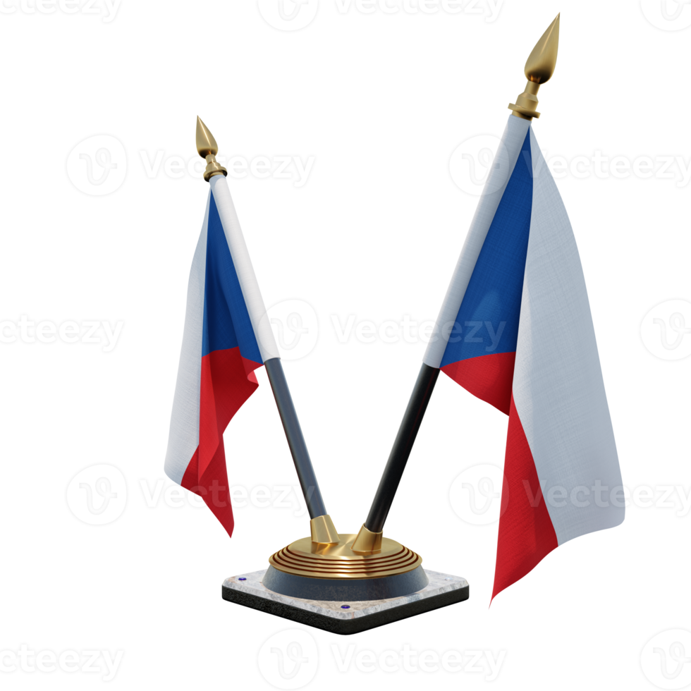 Czech Republic 3d illustration Double V Desk Flag Stand png