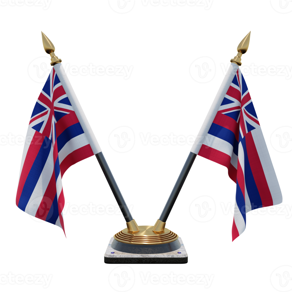 Hawaii 3d illustration Double V Desk Flag Stand png