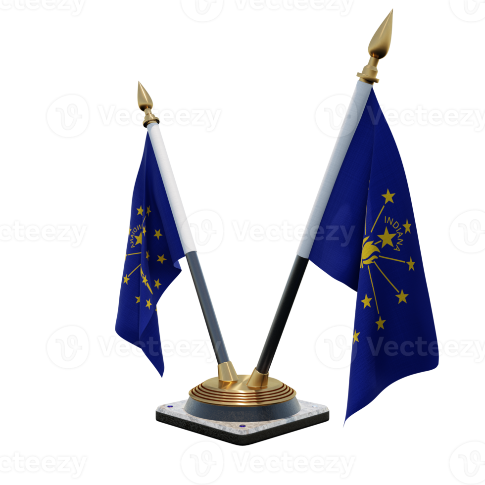 Indiana 3d illustration Double V Desk Flag Stand png