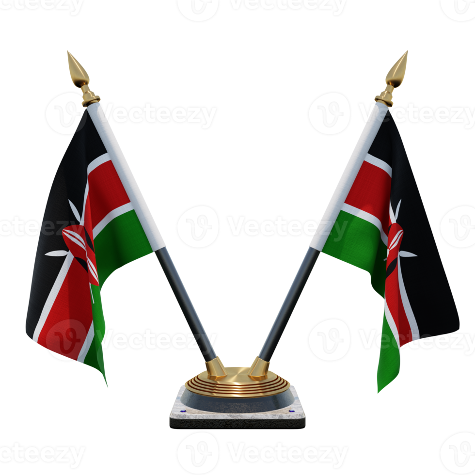 Kenya 3d illustration Double V Desk Flag Stand png