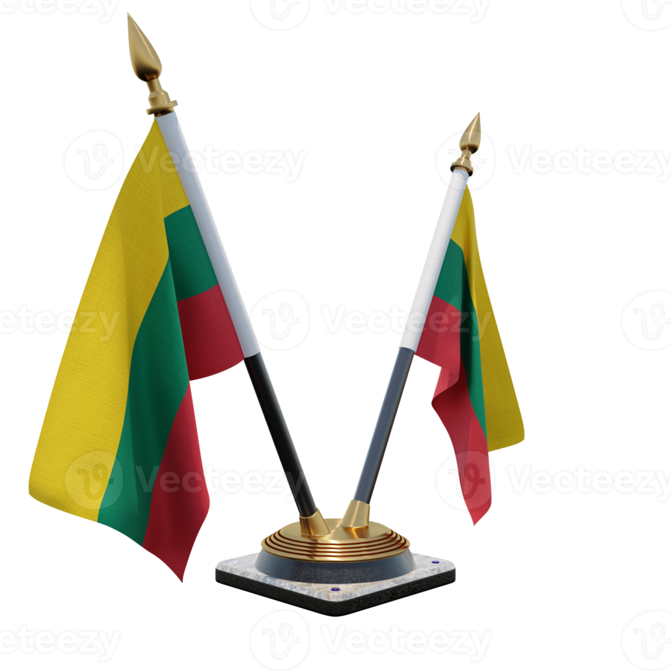 Lithuania 3d illustration Double V Desk Flag Stand png