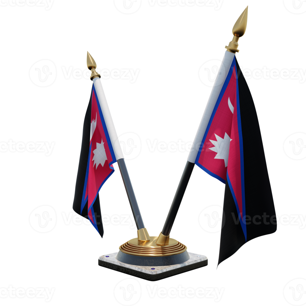 Nepal 3d illustration Double V Desk Flag Stand png