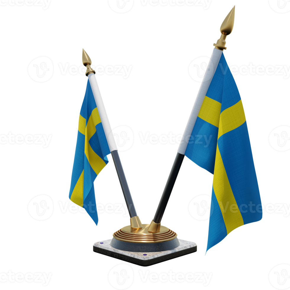 Sweden 3d illustration Double V Desk Flag Stand png