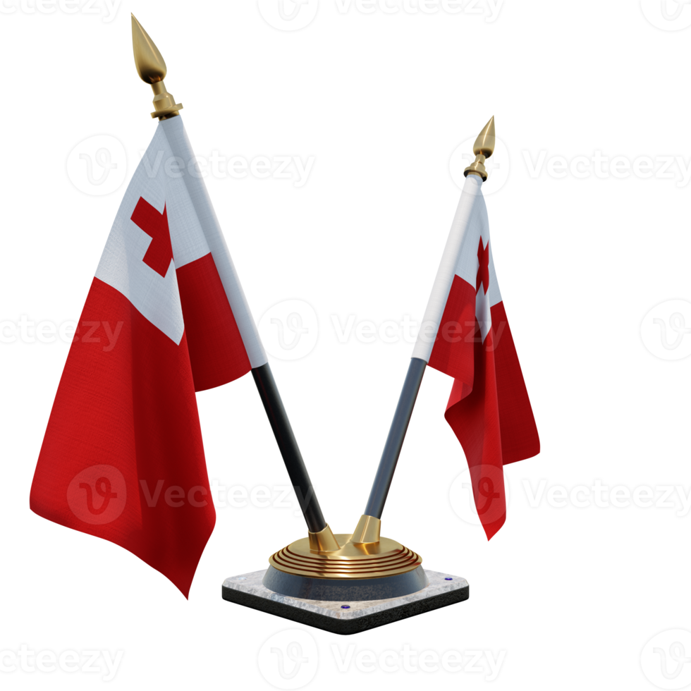 Tonga 3d illustration Double V Desk Flag Stand png