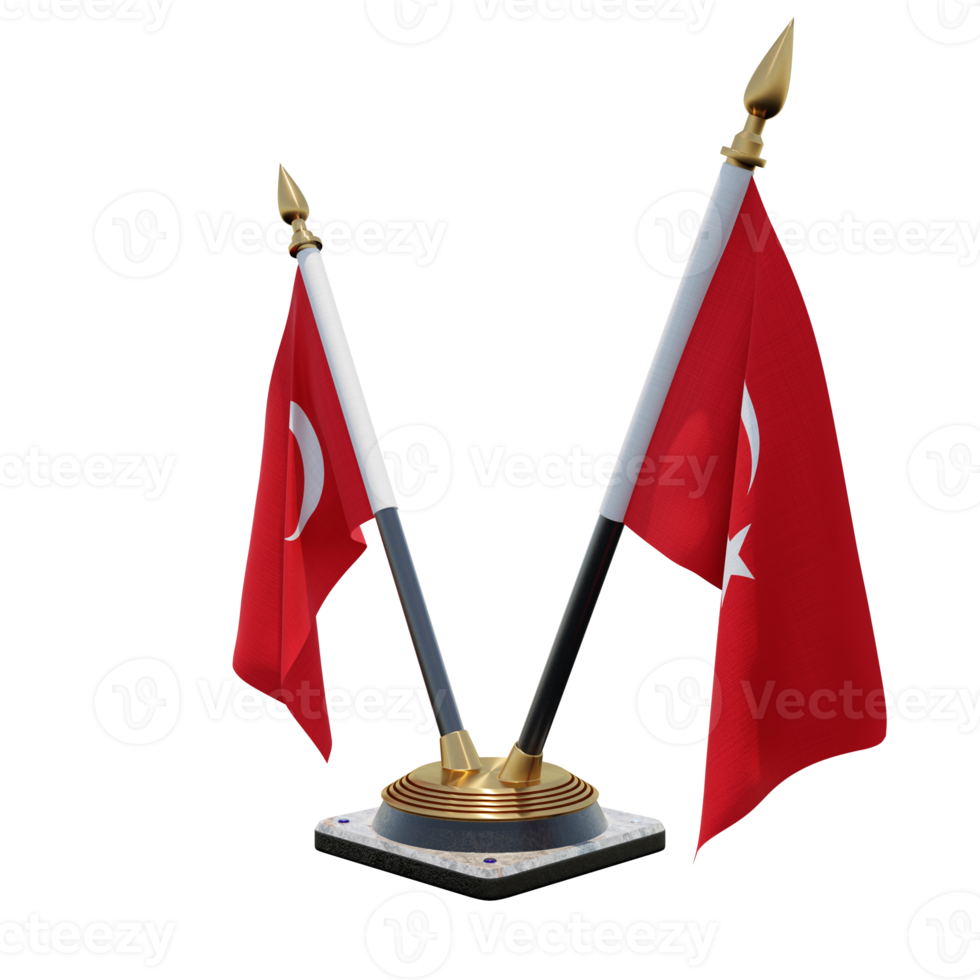 Turkey 3d illustration Double V Desk Flag Stand png