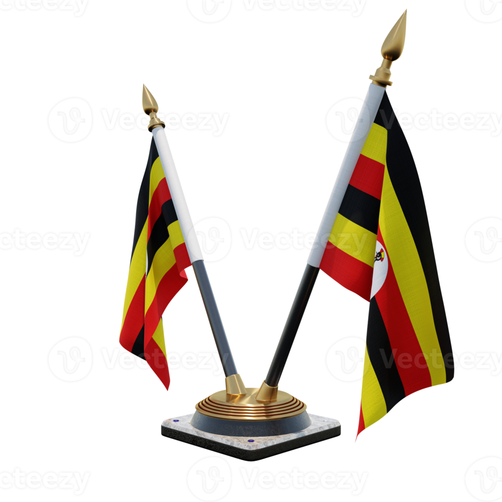 Uganda 3d illustration Double V Desk Flag Stand png