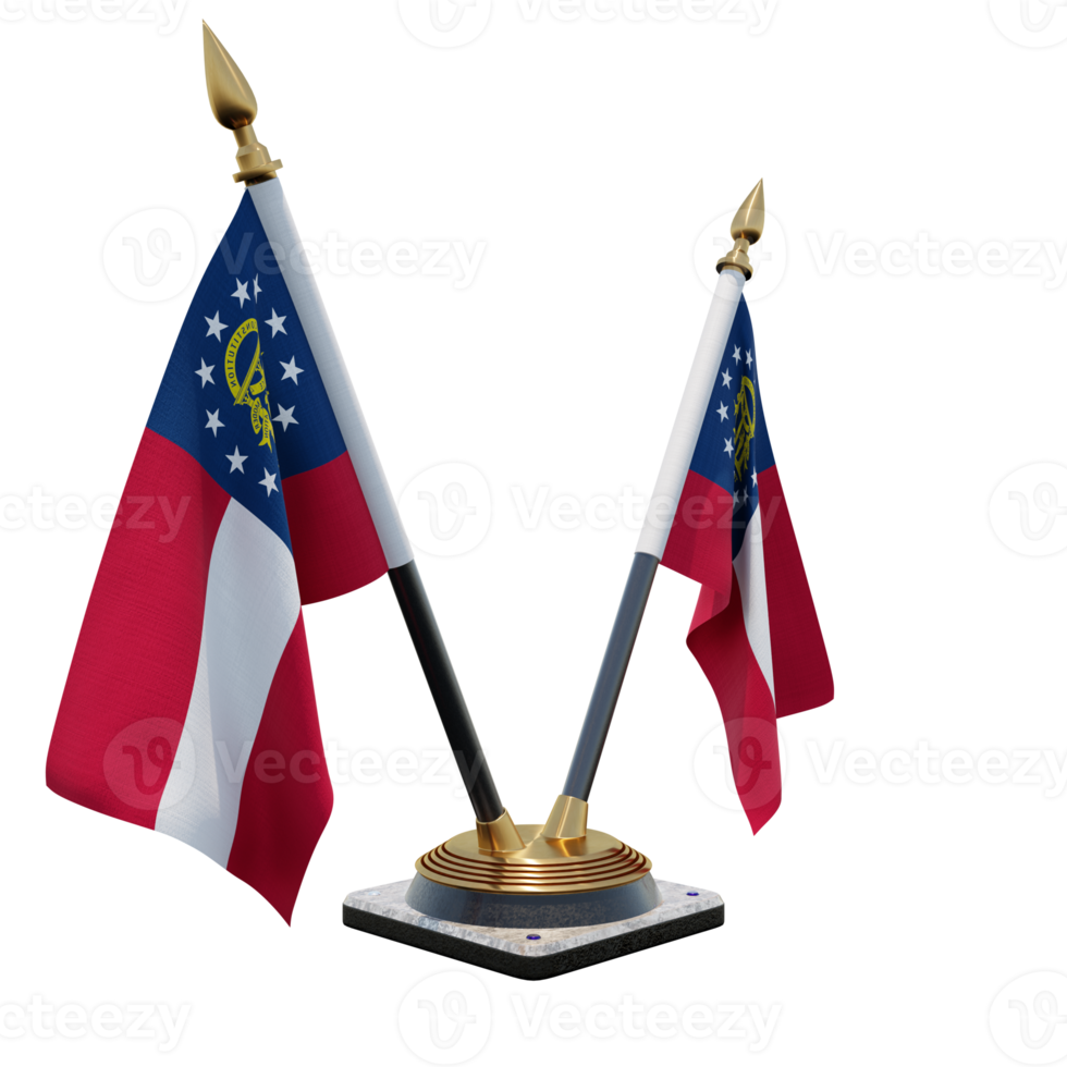 US Georgia 3d illustration Double V Desk Flag Stand png