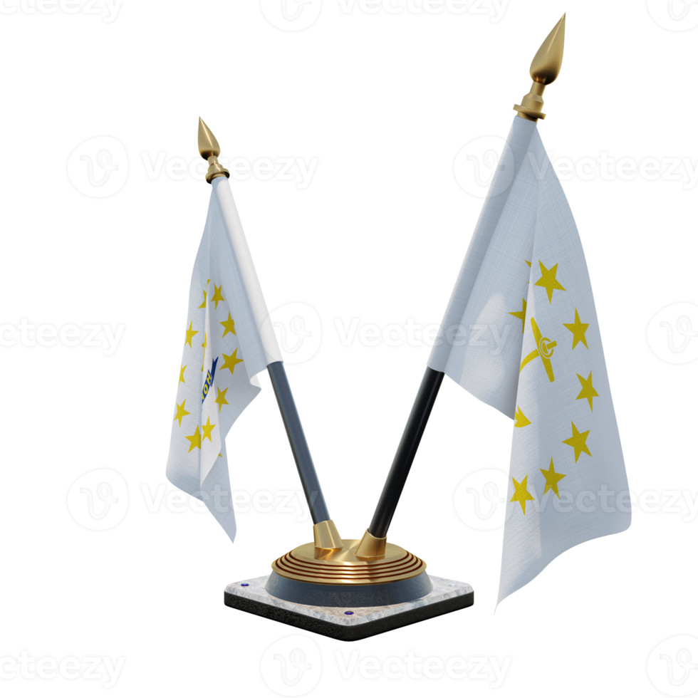 Rhode Island 3d illustration Double V Desk Flag Stand png