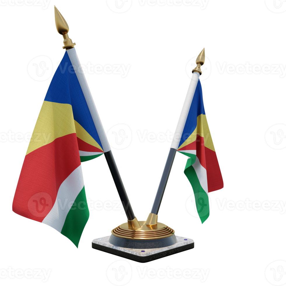 Seychelles 3d illustration Double V Desk Flag Stand png