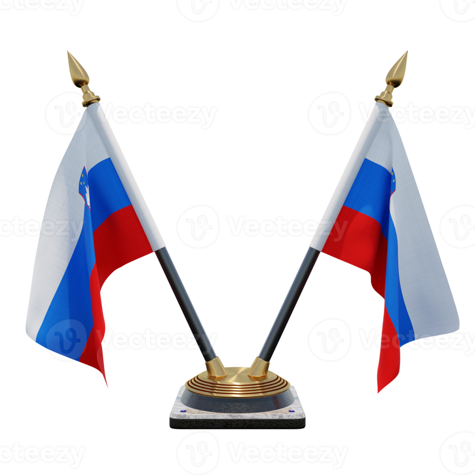 Slovenia 3d illustration Double V Desk Flag Stand png