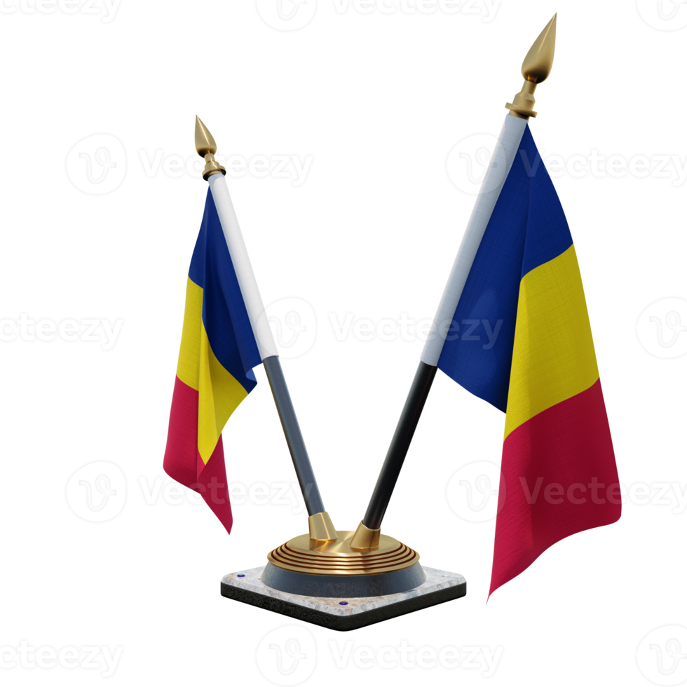 Chad 3d illustration Double V Desk Flag Stand png