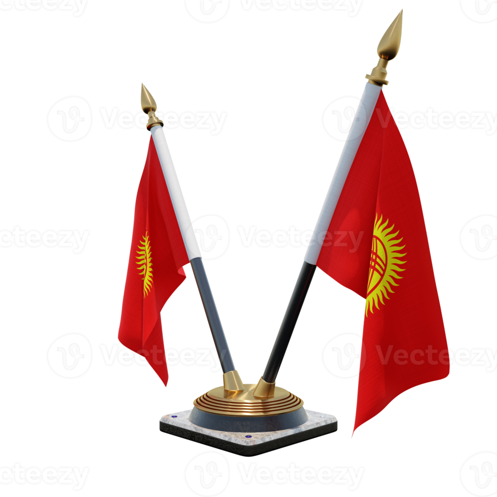 Kyrgyzstan 3d illustration Double V Desk Flag Stand png