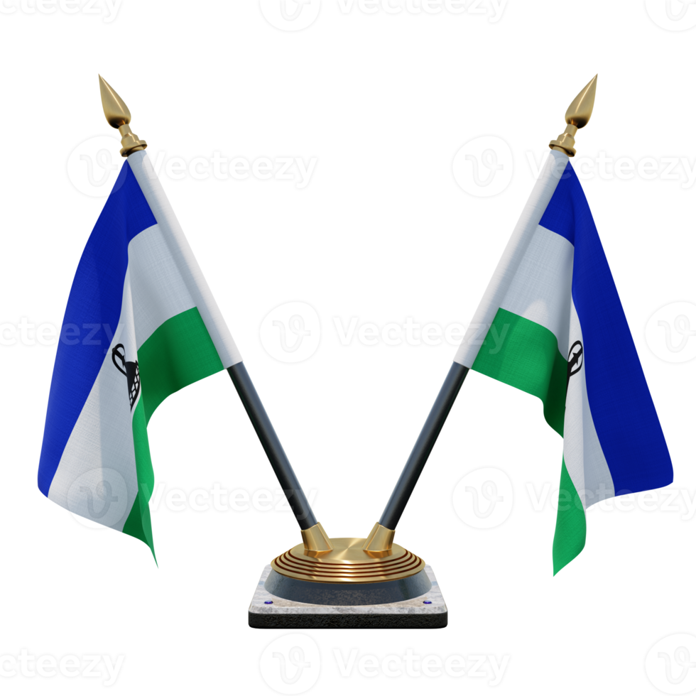Lesotho 3d illustration Double V Desk Flag Stand png