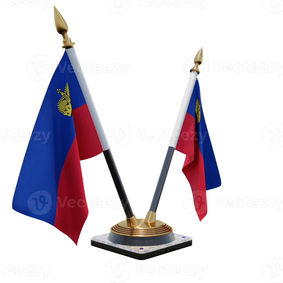 Liechtenstein 3d illustration Double V Desk Flag Stand png