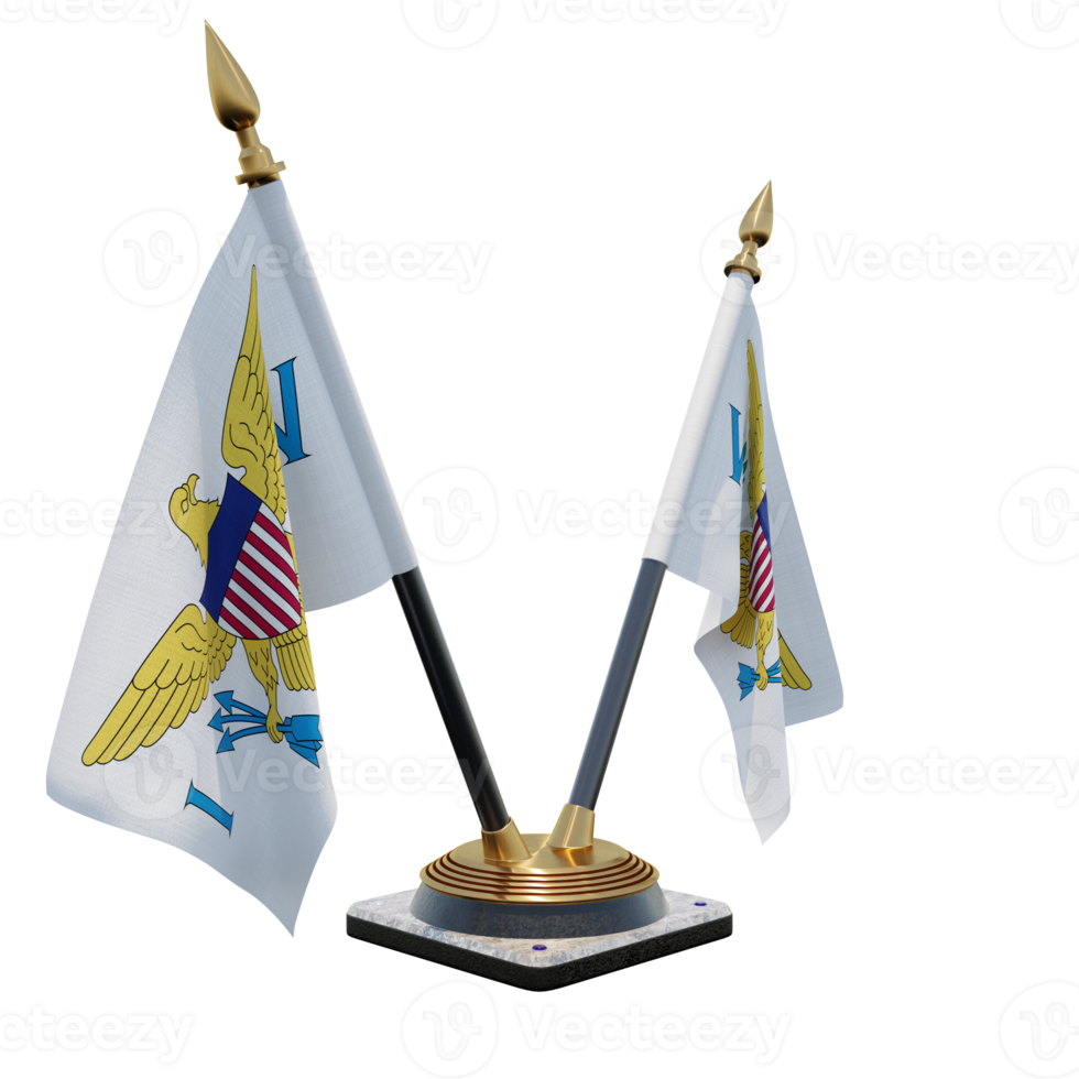 United States Virgin Islands 3d illustration Double V Desk Flag Stand png