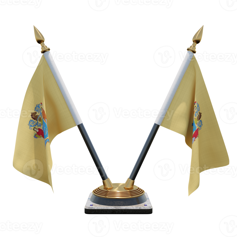 New Jersey 3d illustration Double V Desk Flag Stand png