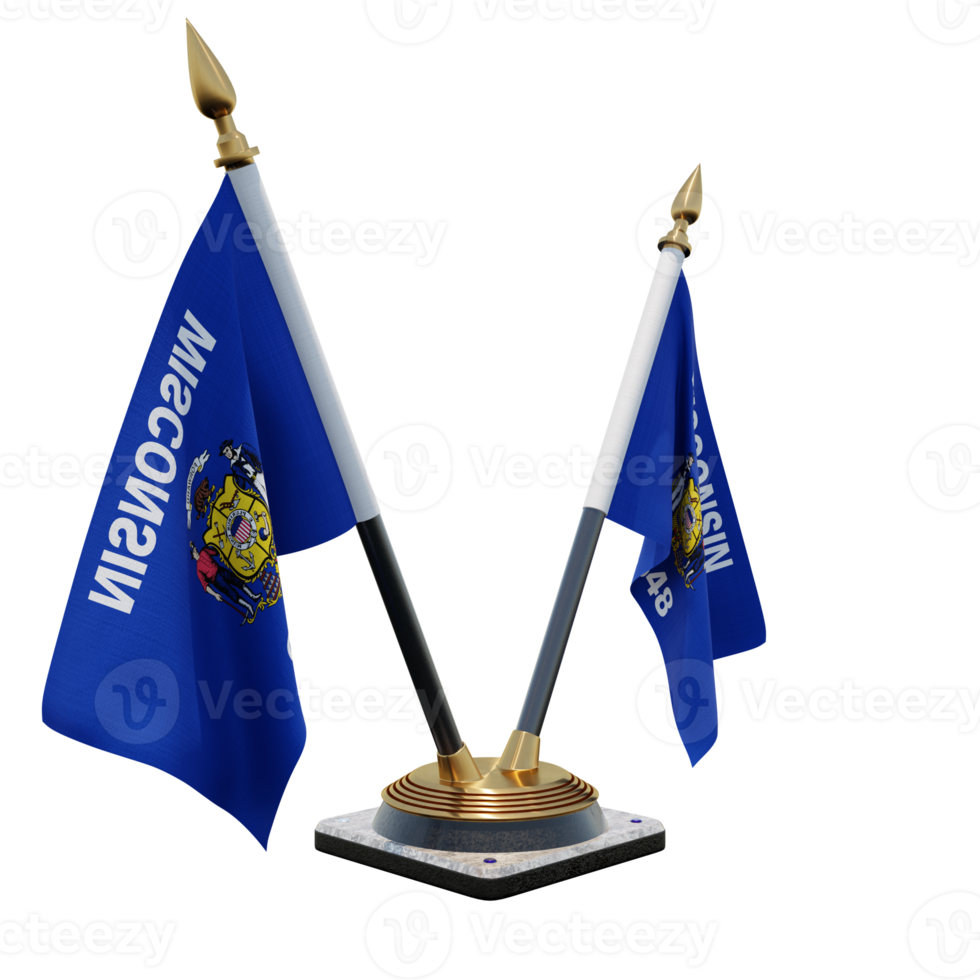 Free Wisconsin 3d illustration Double V Desk Flag Stand 11285377 PNG
