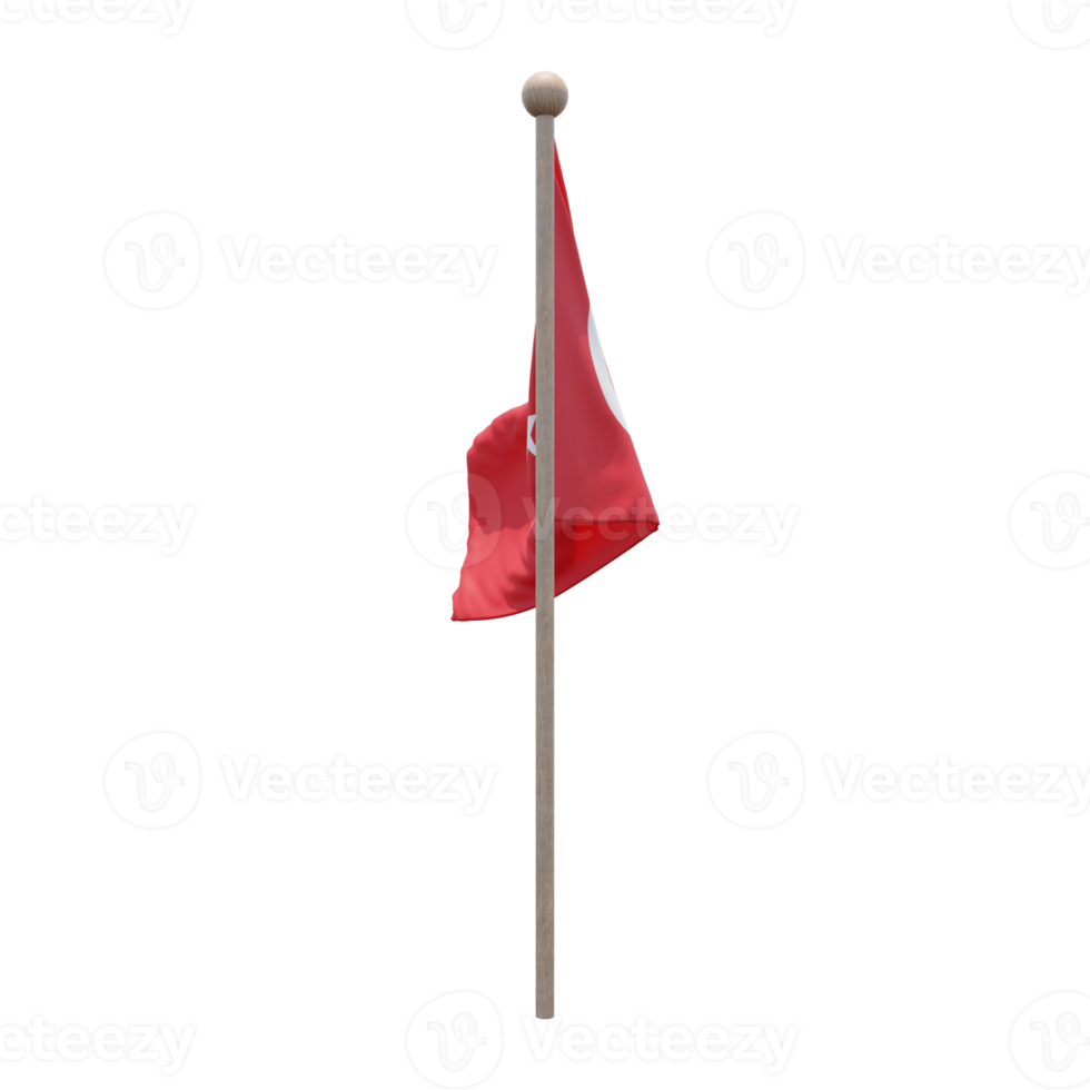 turquía 3d ilustración bandera en el poste. asta de bandera de madera png
