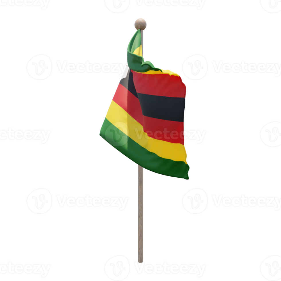 Zimbabwe 3d illustrazione bandiera su polo. legna pennone png