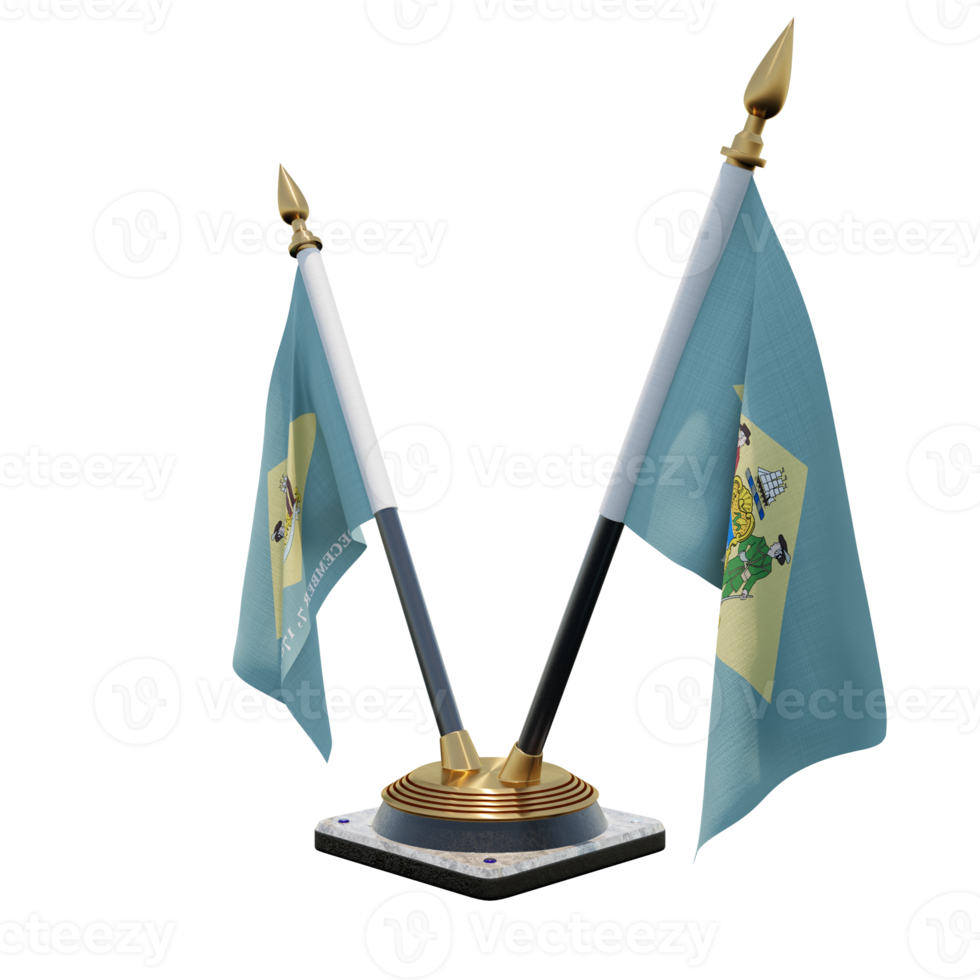 Delaware 3d illustration Double V Desk Flag Stand png