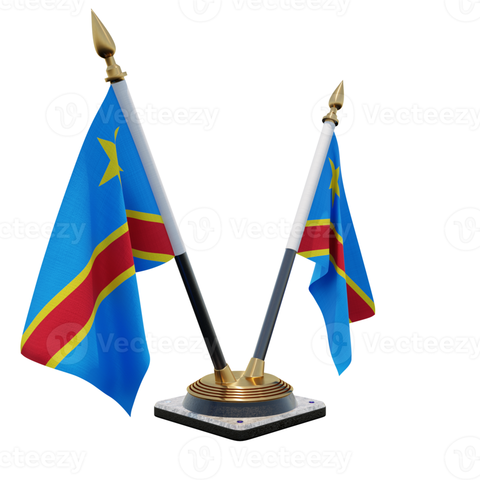 Democratic Republic of Congo 3d illustration Double V Desk Flag Stand png